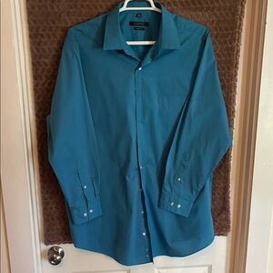 Synrgy Teal Blue Men's Long-Sleeve Dress Shirt
